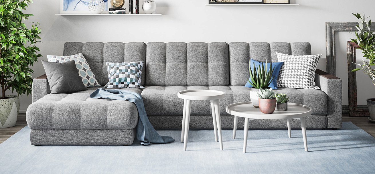 Угловой диван BOSS 3.0 MAX рогожка Malmo серый