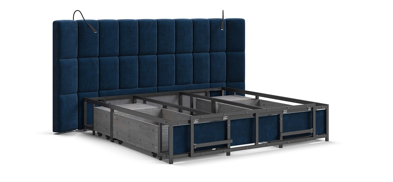 Кровать BOSS.XO 180*200 велюр Monolit синяя