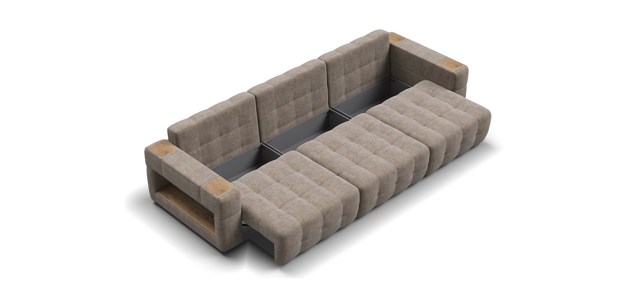 Диван BOSS.XO MAX Велюр Роял тауп / WOOD Smok