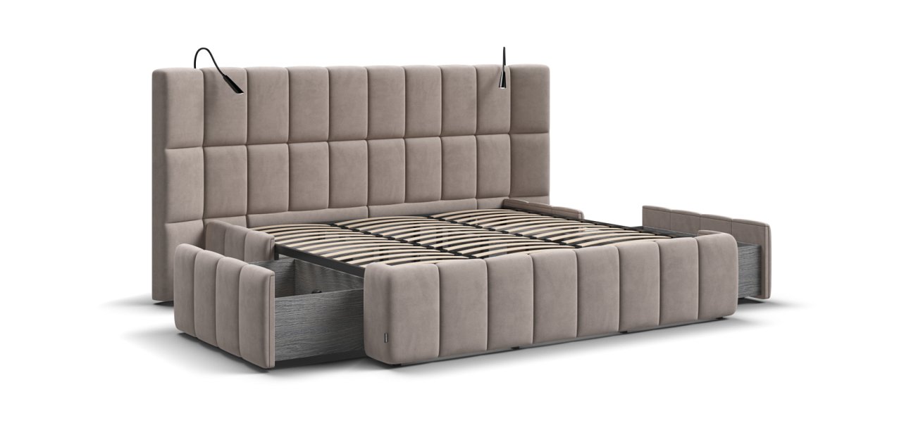 Кровать BOSS.XO 180*200 велюр Monolit латте