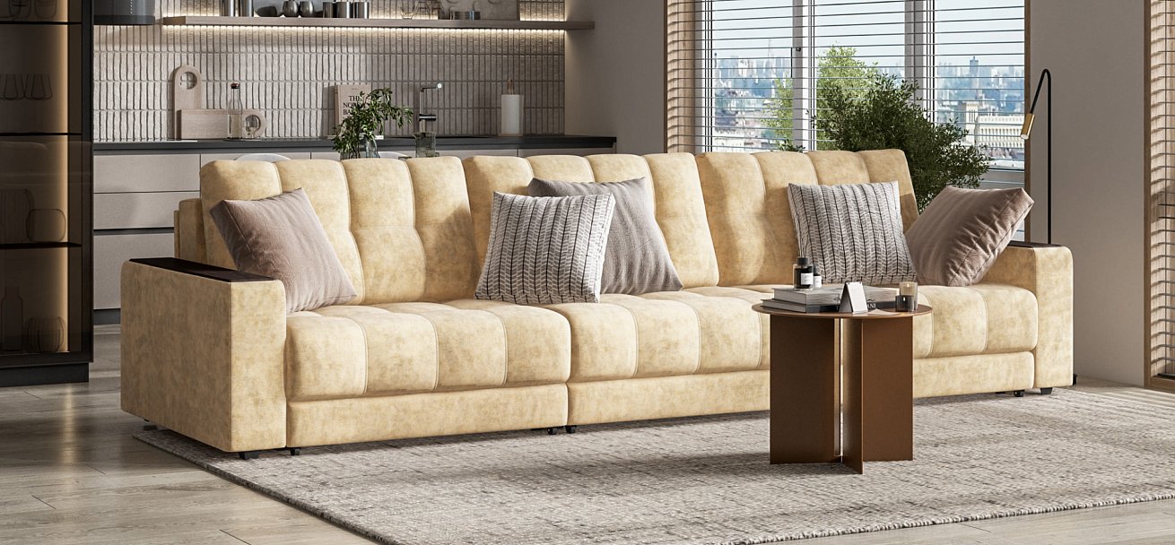 Диван BOSS GRAND Велюр Роял шампань