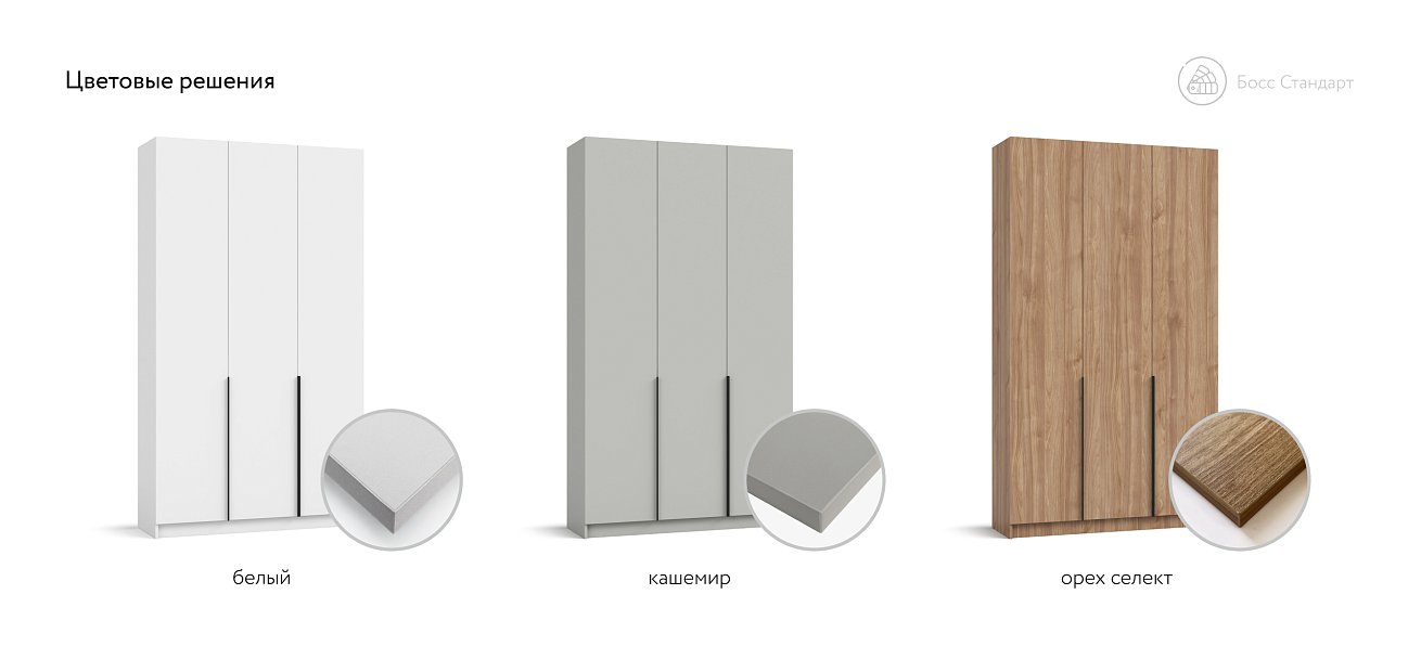 Босс Стандарт 120*220 шкаф распашной 3Д Белый