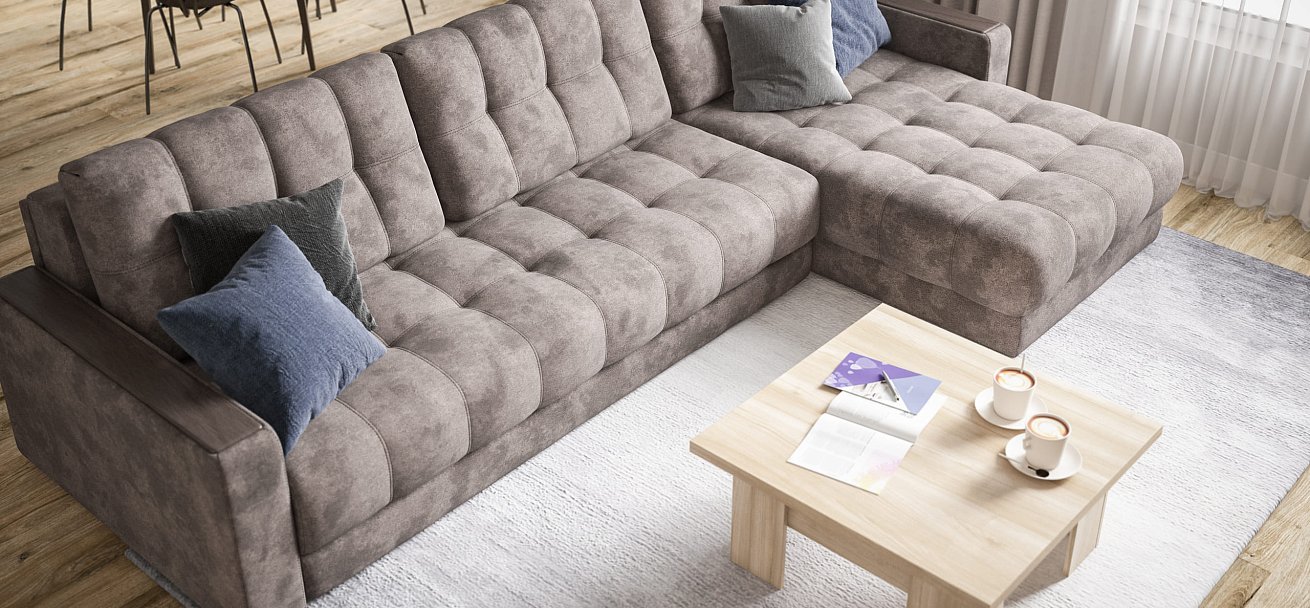 Угловой диван BOSS 3.0 MAX велюр Alkantara серый