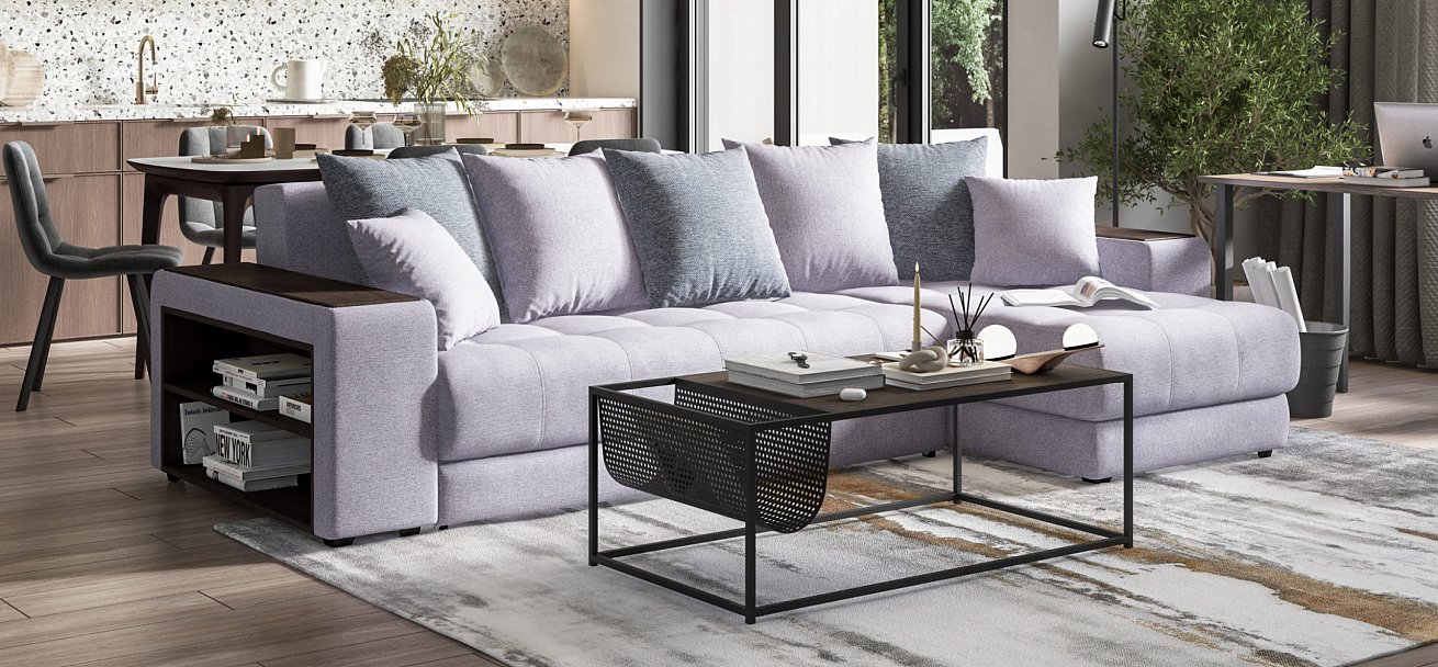 Дубай У 3.0 рогожка Malmo платина, рогожка Vento серый