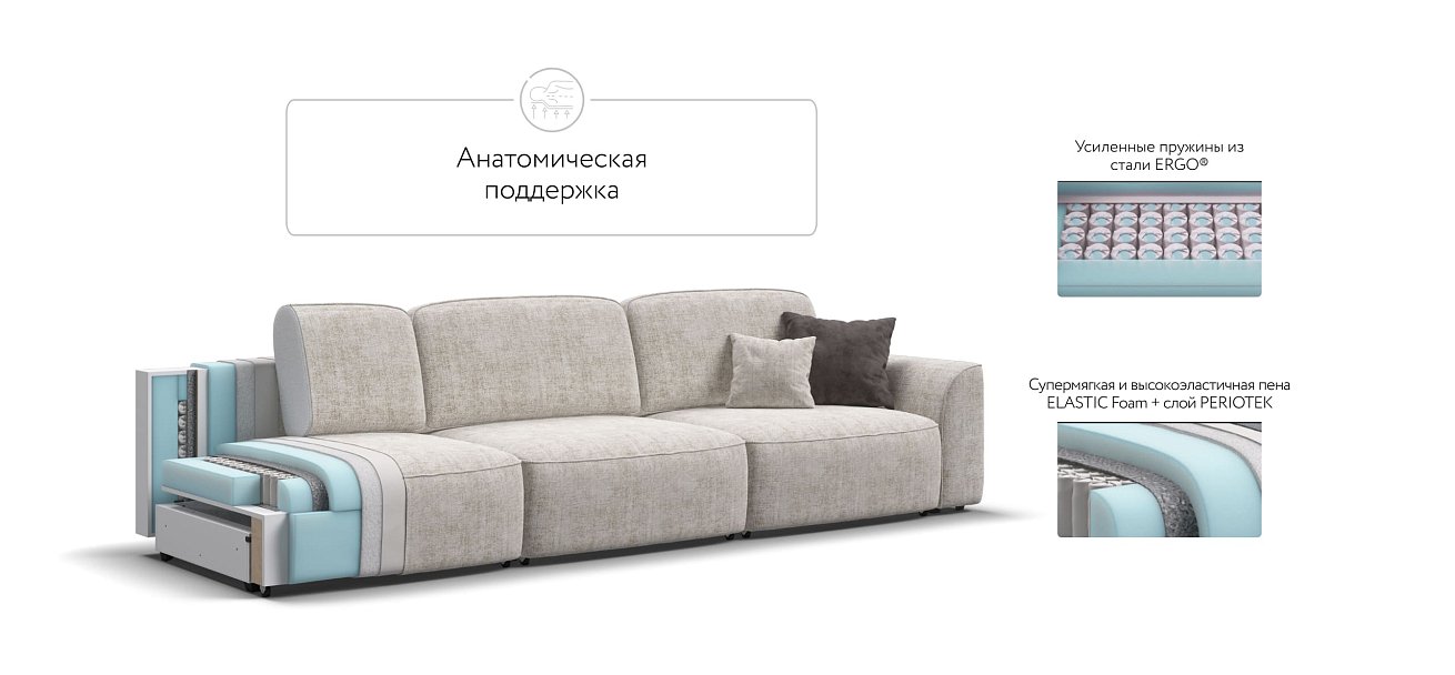 Диван KING MAX SE шенилл IQ кварц