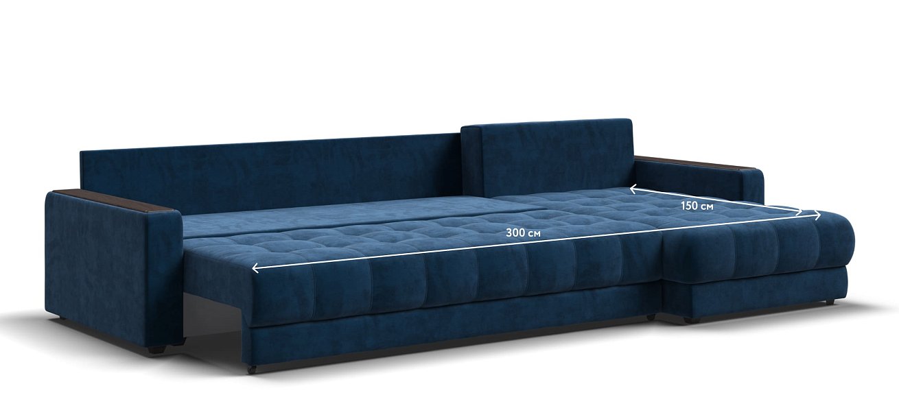 Угловой диван BOSS 3.0 MAX велюр Monolit синий