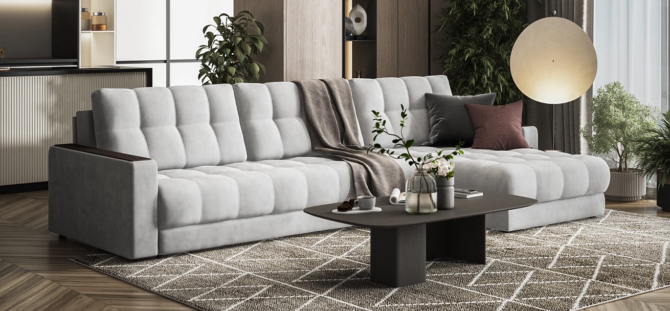 Угловой диван BOSS 3.0 MAX велюр Monolit сталь