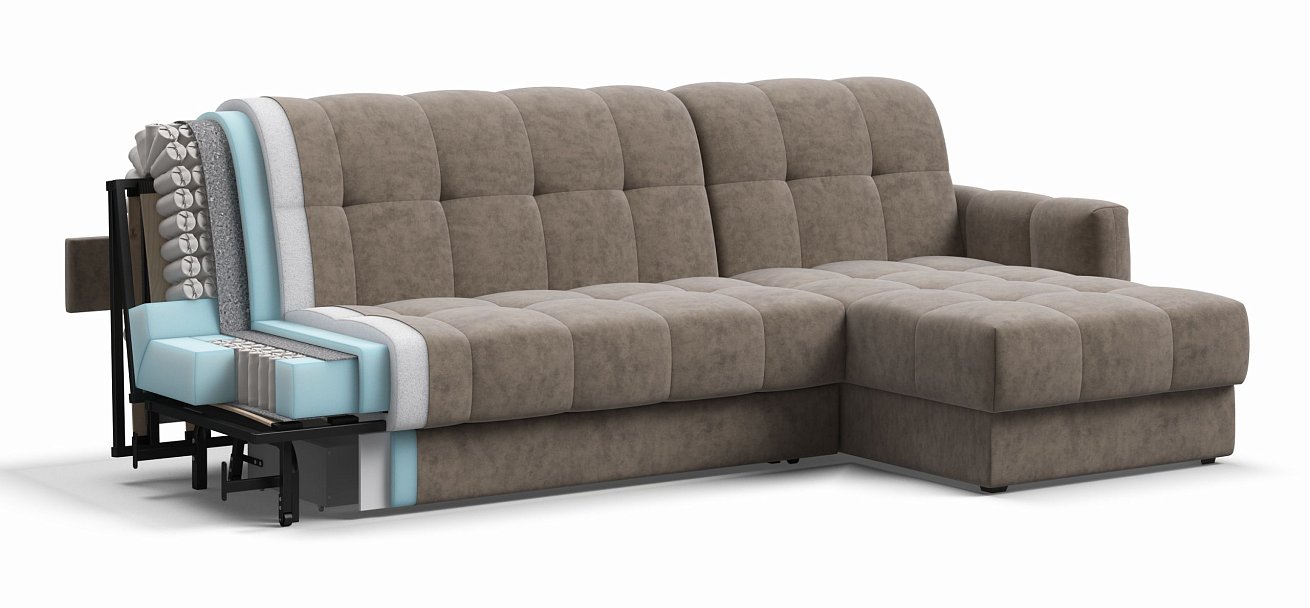 Угловой диван BOSS Sleep 160 Велюр Роял тауп