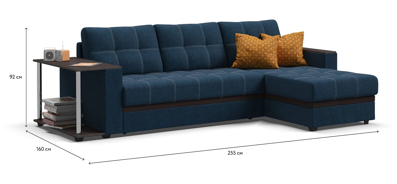 Угловой диван Атланта НПБ рогожка Malmo синий