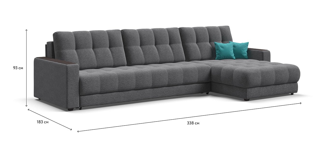 Угловой диван BOSS 3.0 MAX рогожка Malmo серый