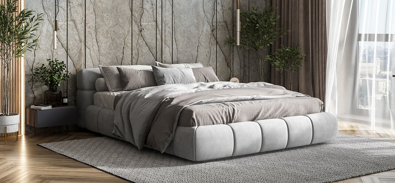 Кровать Босс Дрим 160*200 Про велюр Monolit сталь