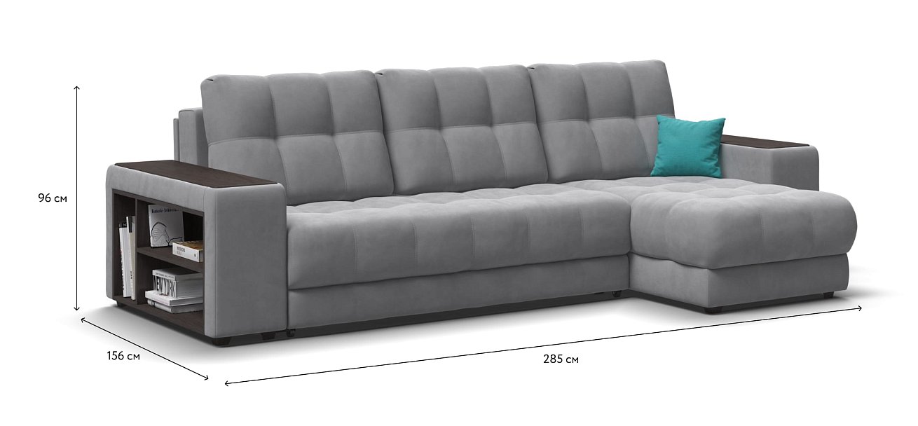 Угловой диван BOSS 3.0 XL велюр Monolit сталь