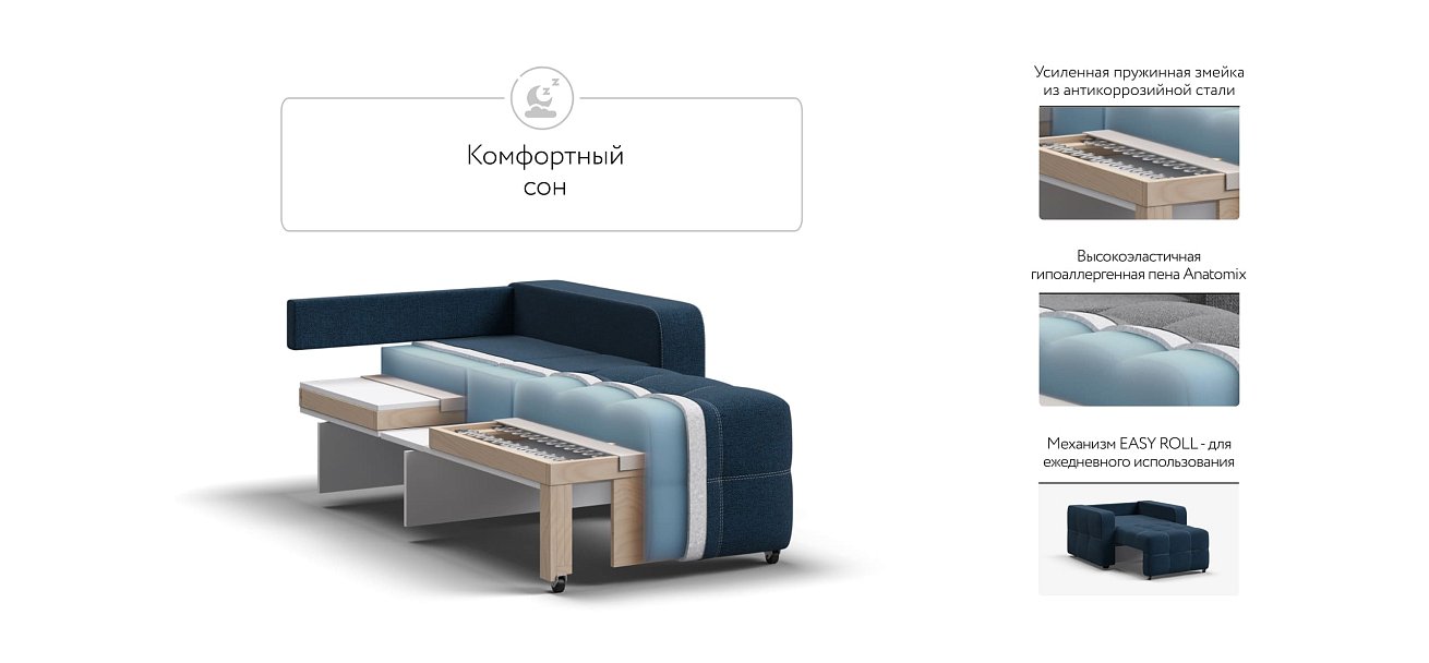 Кресло-кровать Dandy рогожка Malmo синий