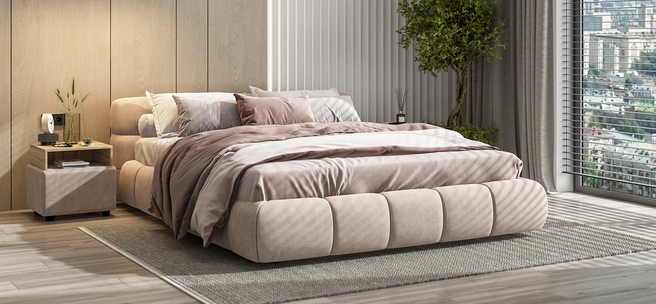 Кровать Босс Дрим 160*200 Про велюр Monolit латте