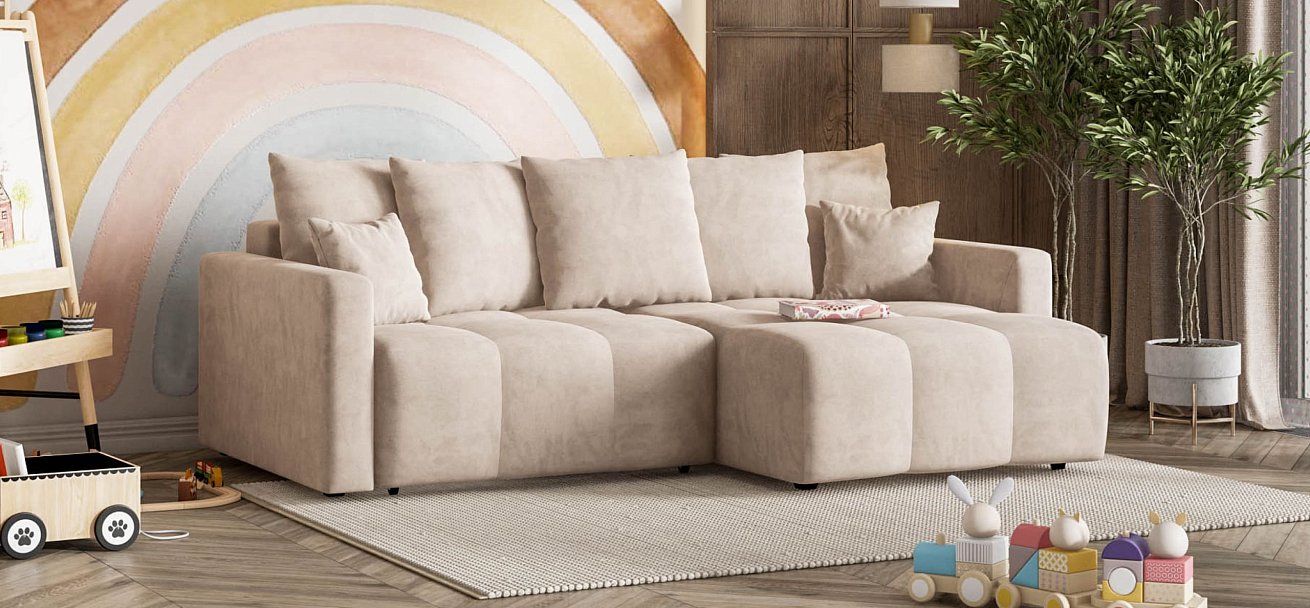 Угловой диван BOSS TREND Велюр Monolit латте