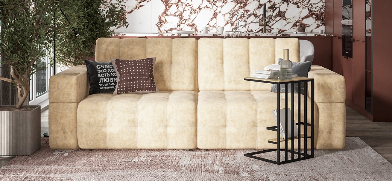 Диван BOSS.XO Велюр Royal шампань / WOOD Snow