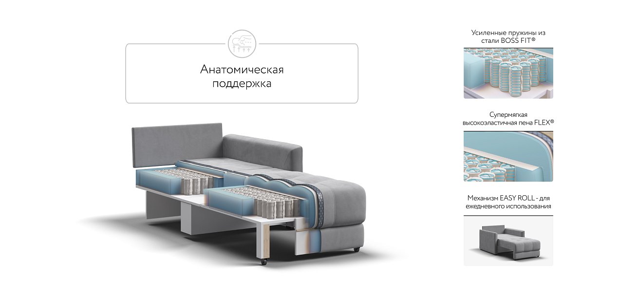 Кресло-кровать BOSS LOFT велюр Monolit сталь