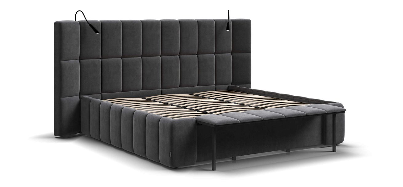 Кровать BOSS.XO 180*200 велюр Monolit серая