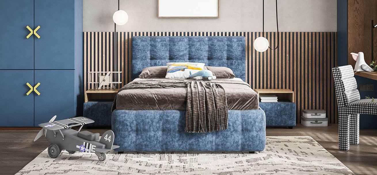 Кровать Босс 140*200 Про Велюр Royal топаз NEW