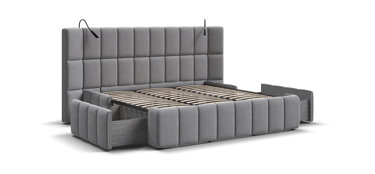 Кровать BOSS.XO 180*200 велюр Monolit сталь