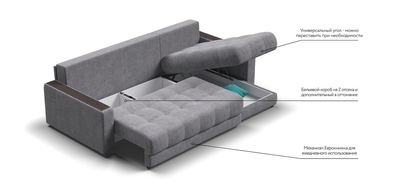 Угловой диван BOSS 3.0 Classic XL Велюр Роял агат