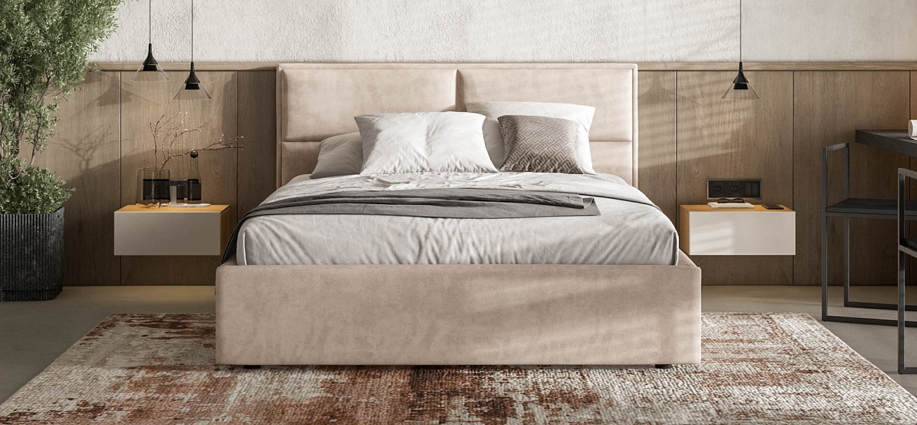 Кровать MILA 160 велюр Monolit латте