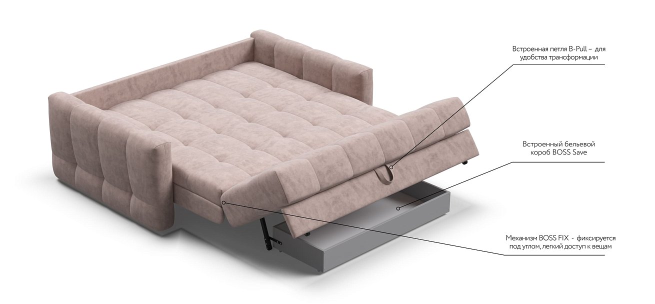 Диван BOSS Sleep 160 Велюр Royal пион NEW