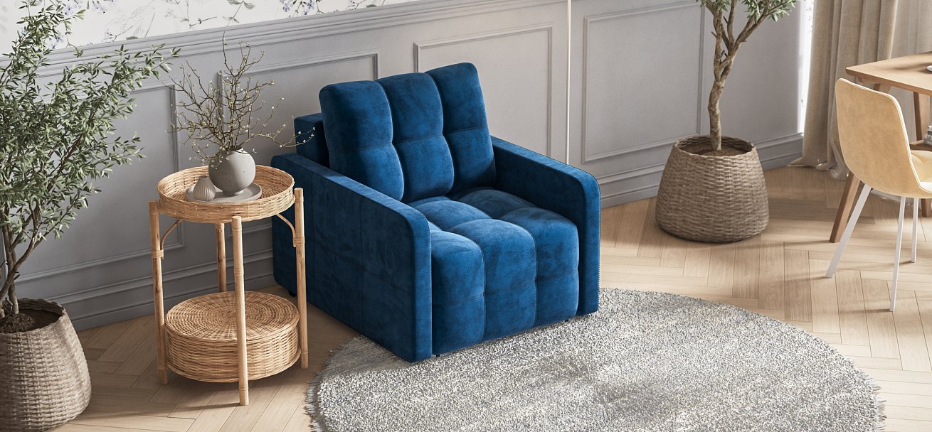 Кресло-кровать Денди Слим велюр Monolit синий