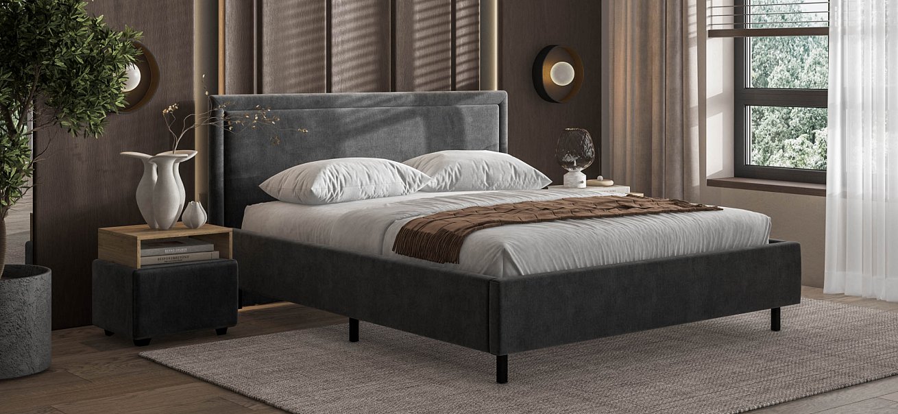 Кровать Фрея 160*200 Слим MONOLIT Серая