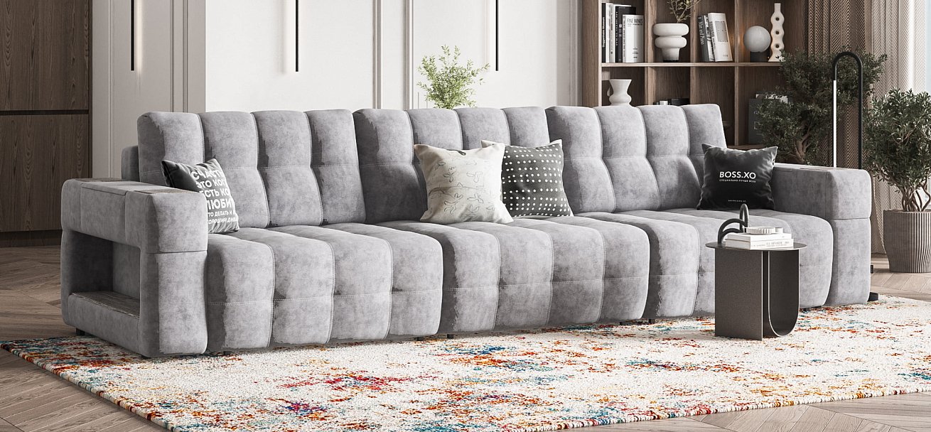 Диван BOSS.XO MAX Велюр Роял агат / WOOD Rock