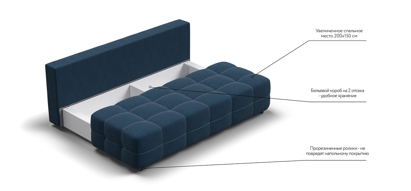 Диван Dandy MINI SE рогожка Malmo синий