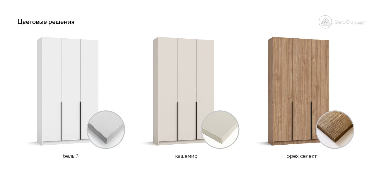 Босс Стандарт 120*220 шкаф распашной 3Д Белый
