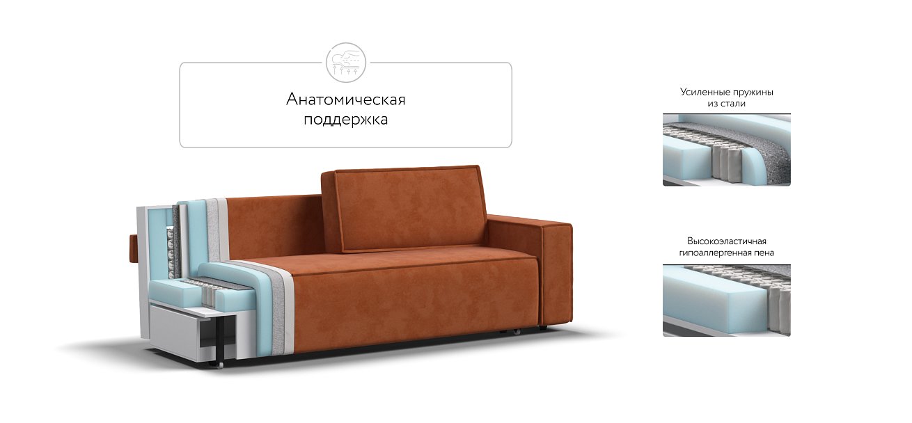 Диван Норд Велюр Alkantara оранж