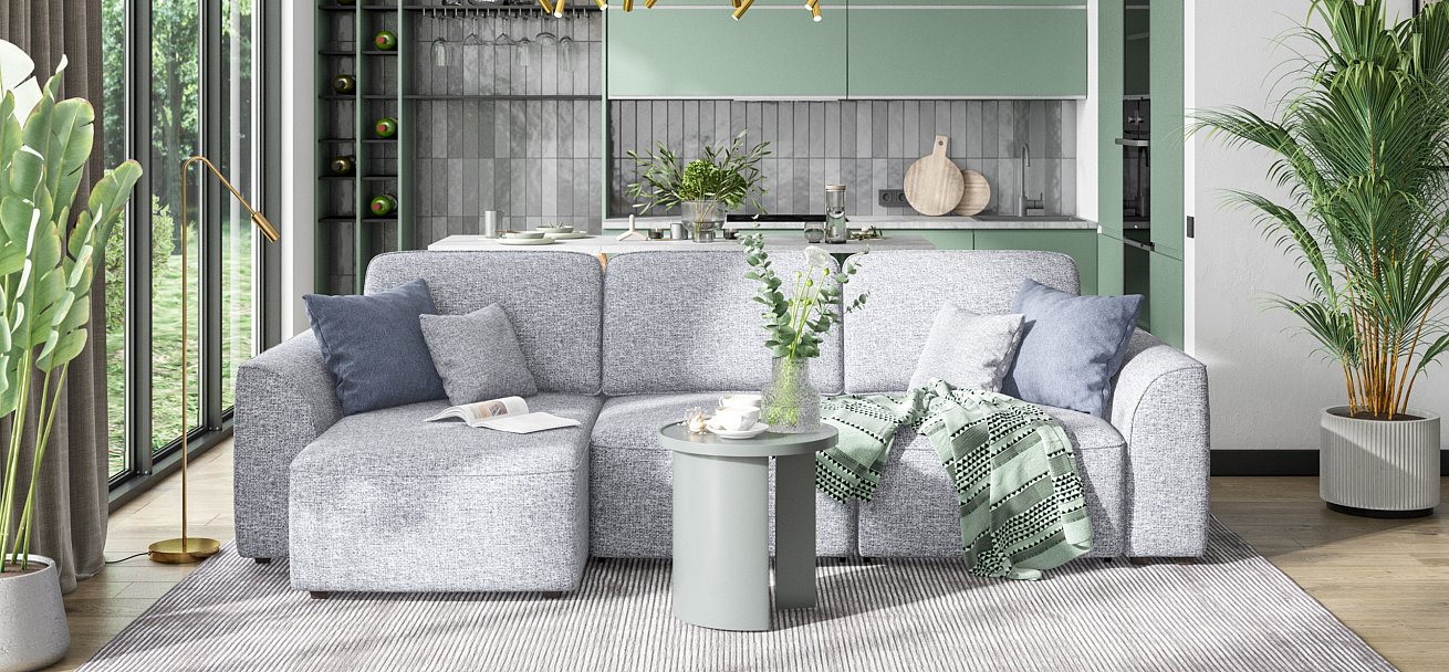 Угловой диван KING SE Рогожка Vento серый