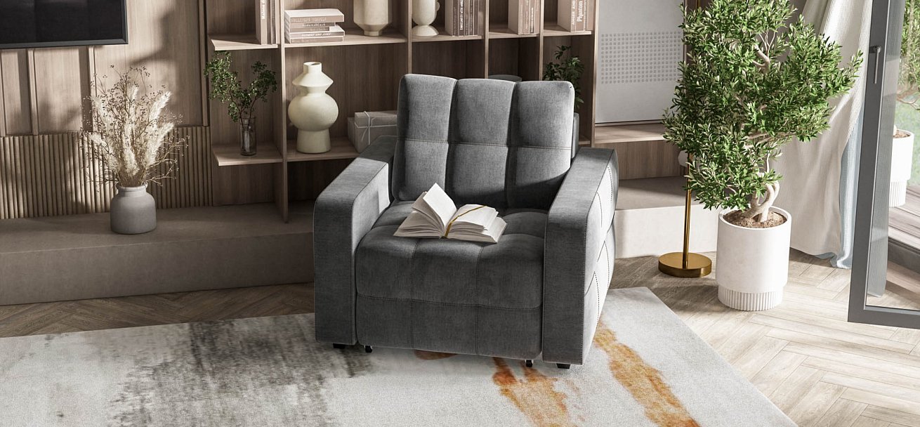 Кресло-кровать Dandy велюр Monolit серый