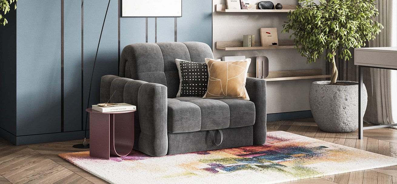 Кресло-кровать BOSS Sleep велюр Monolit серый