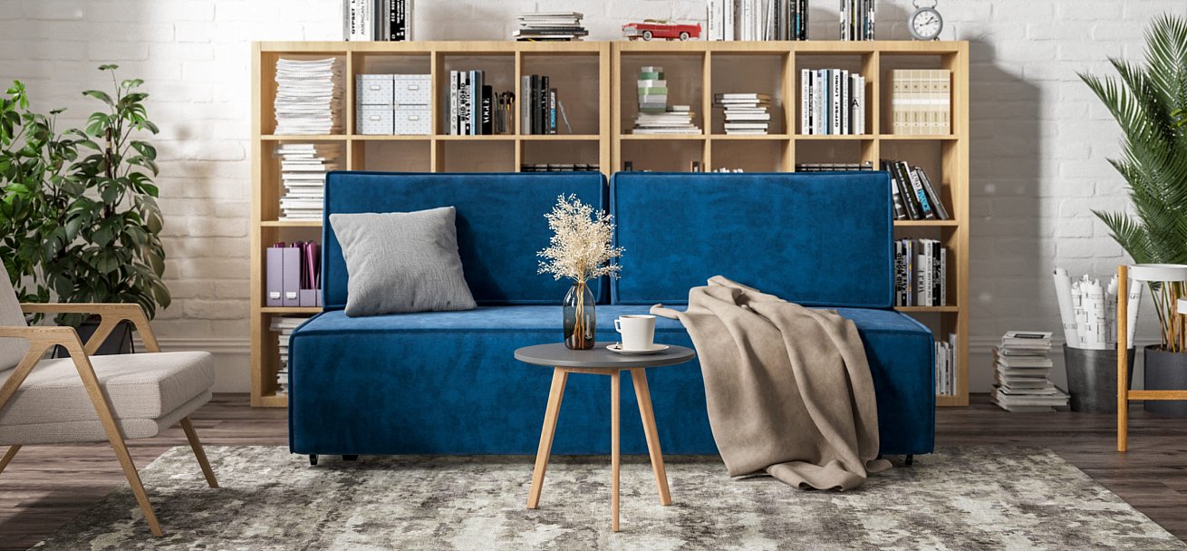 Диван NORD mini велюр Monolit синий