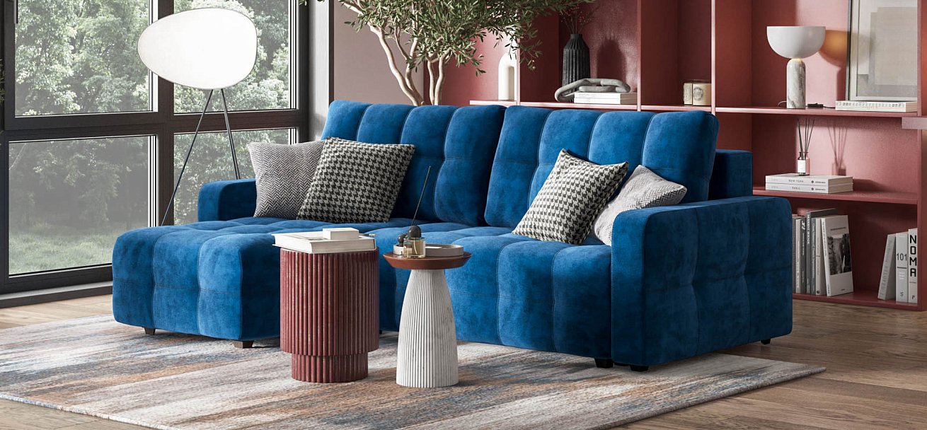 Угловой диван Dandy euro SE велюр Monolit синий