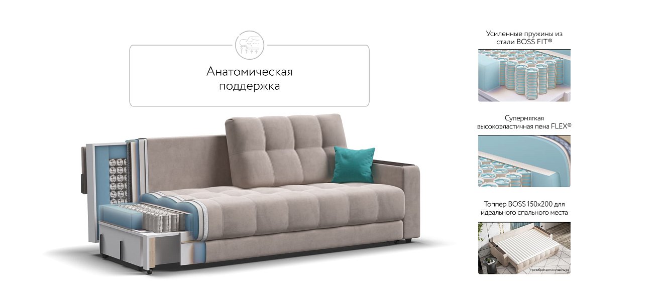 Диван BOSS 2.0 велюр Monolit латте