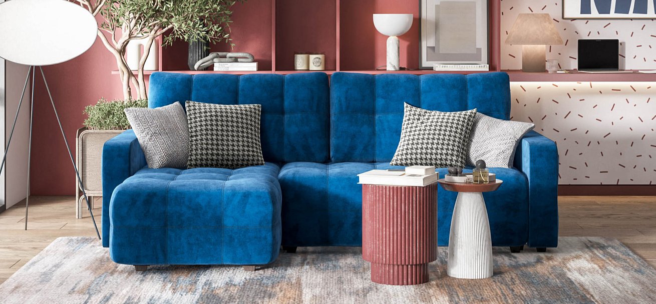 Угловой диван Dandy euro SE велюр Monolit синий