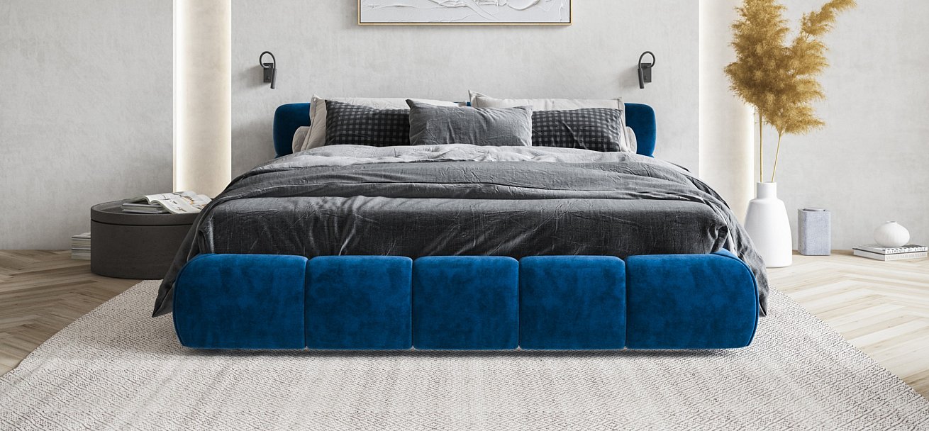 Кровать Босс Дрим 160*200 Про велюр Monolit синяя