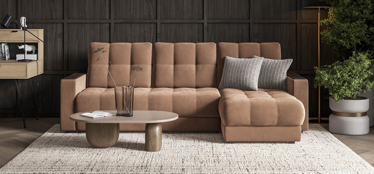 Угловой диван BOSS 3.0 Classic XL велюр Monolit мокко