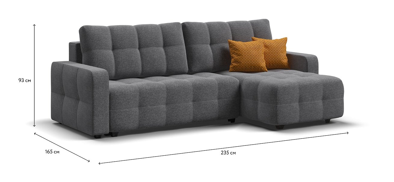 Угловой диван DANDY Euro SE Рогожка Malmo серый