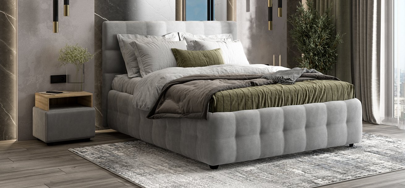 Кровать Босс 160*200 Про велюр Monolit сталь