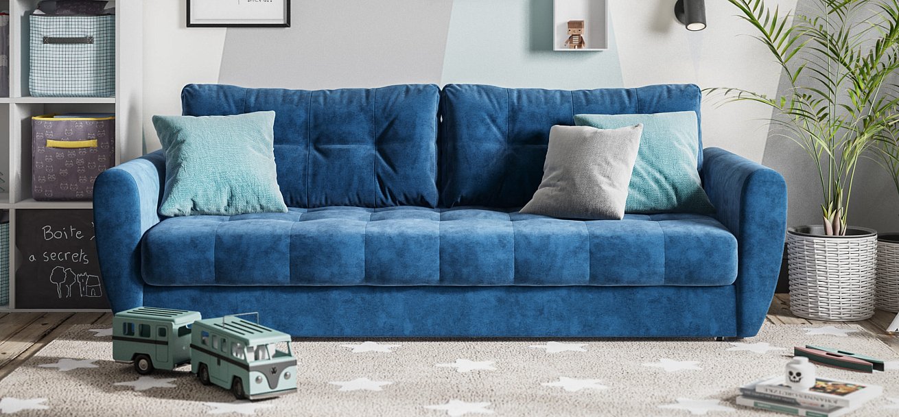 Диван Престон 2.0 велюр Monolit синий