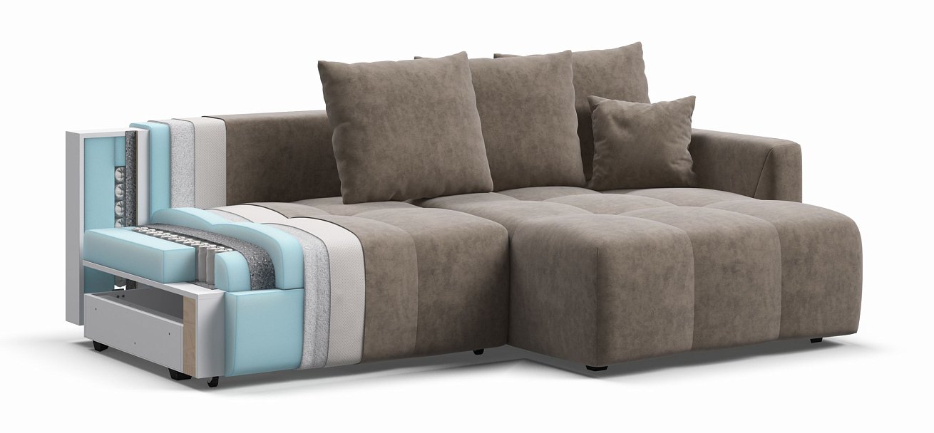 Угловой диван BOSS TREND Велюр Роял тауп