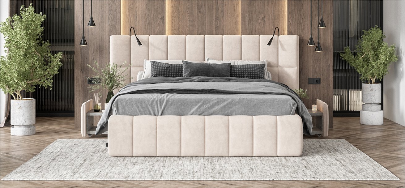 Кровать BOSS.XO 180*200 велюр Monolit латте