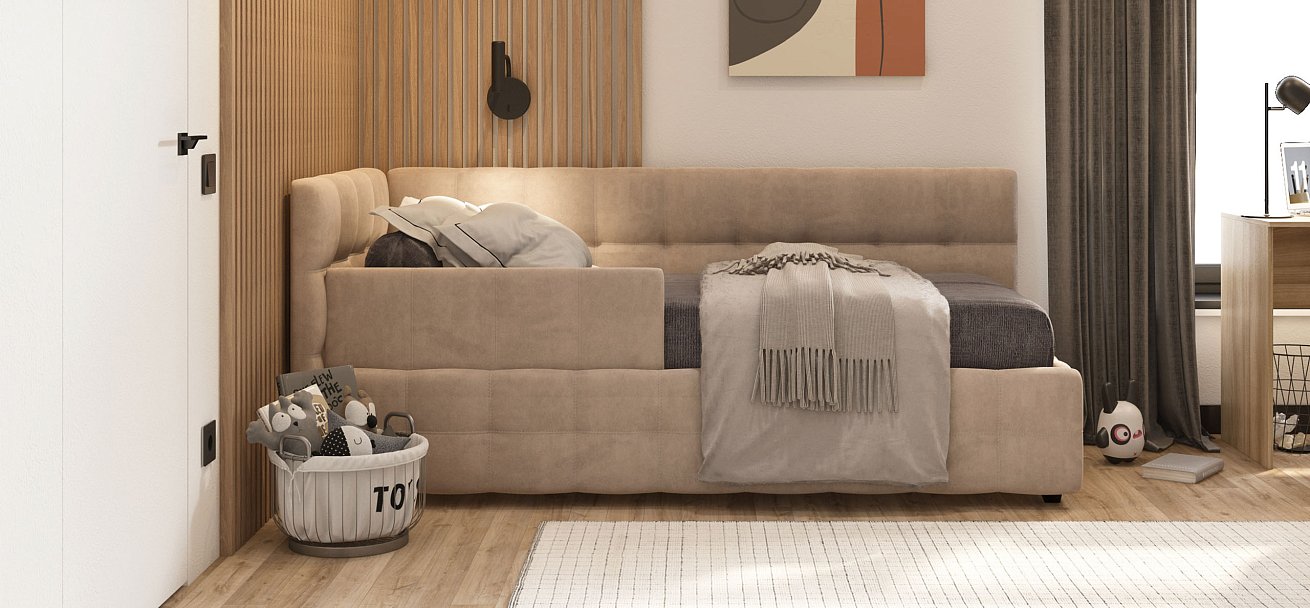 Кровать BOSS mini NEW велюр Monolit латте