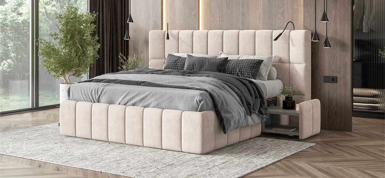 Кровать BOSS.XO 180*200 велюр Monolit латте