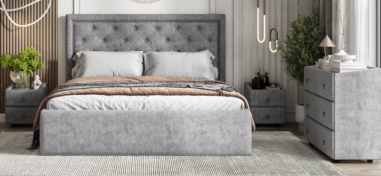 Кровать Босс Классик 180*200 Про Велюр Роял агат